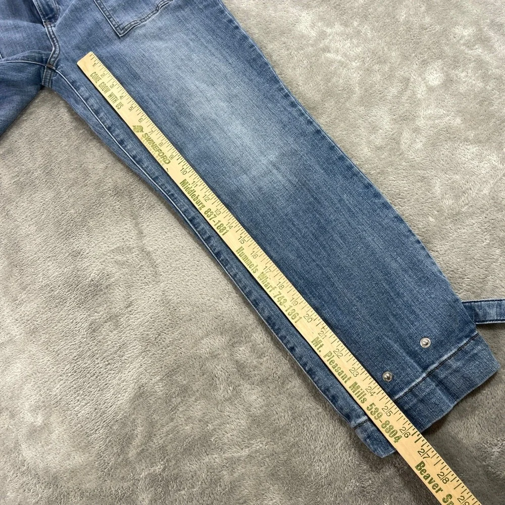 Express Jogger Jeans Womens 10 Medium Blue High Rise Snap Ankle Utility Patch